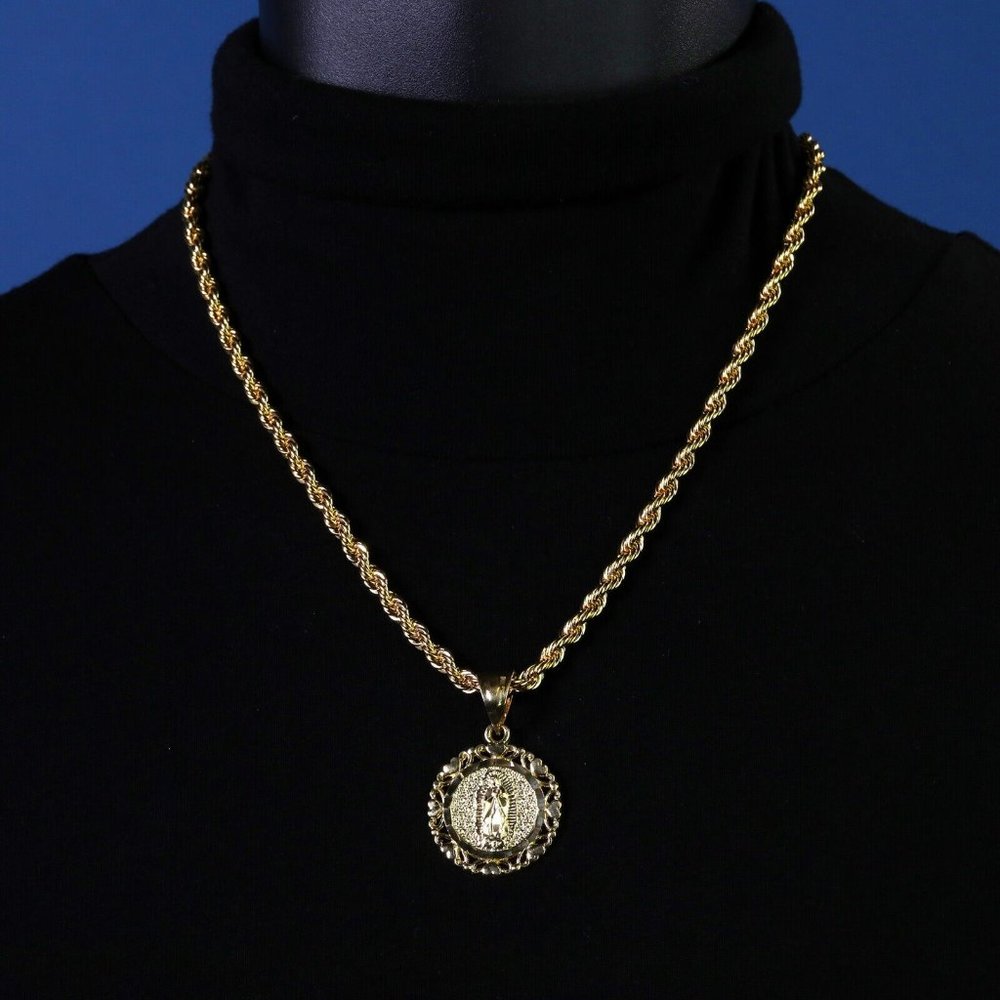 Virgin Mary 14k 20" Gold Necklace